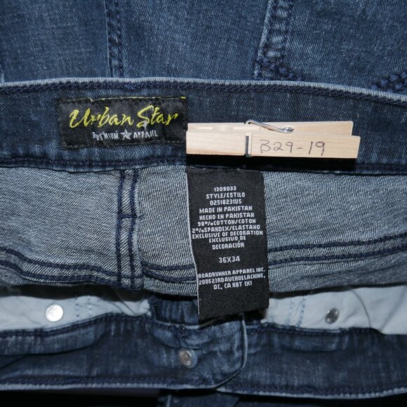 Urban Star Men's Size 36x34 Jeans Dark Indigo Stretch Denim Slimming - Picture 7 of 8